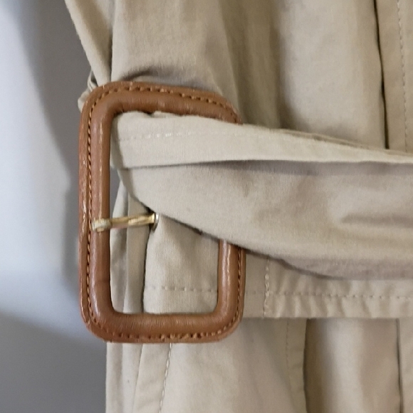 Ralph Lauren Trench Coat Taupe Double Breasted Belt Pockets Zip Liner Small - Picture 6 of 7